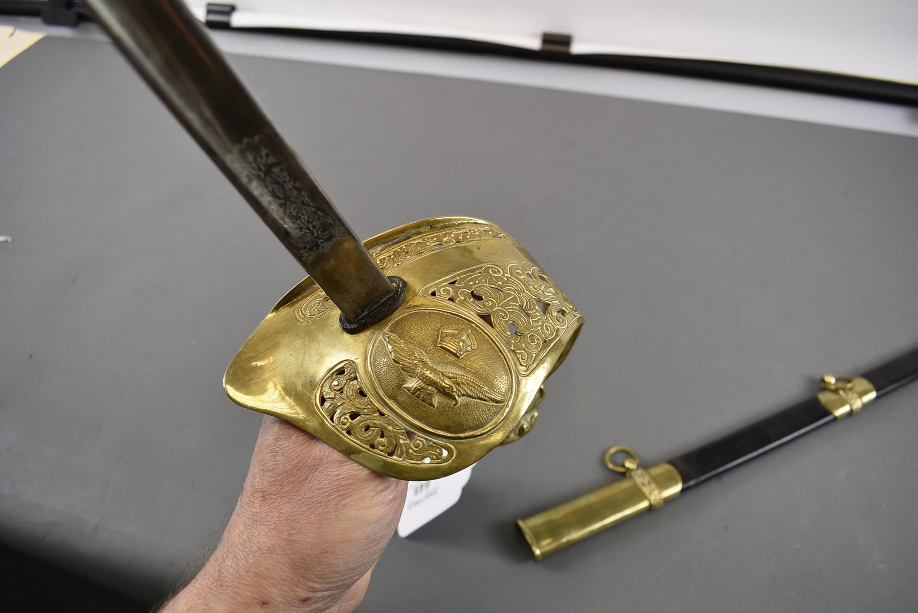 A GOOD COPY OF AN RAF SWORD, 83cm blade etched with scrolling foliage, Royal arms and service badge, - Image 7 of 10