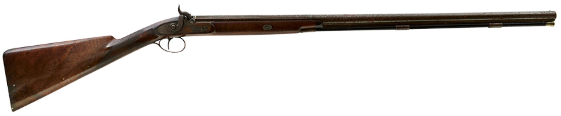 AN 18-BORE PERCUSSION SPORTING GUN BY WHEELER & SON, 32inch sighted multi-stage barrel engraved