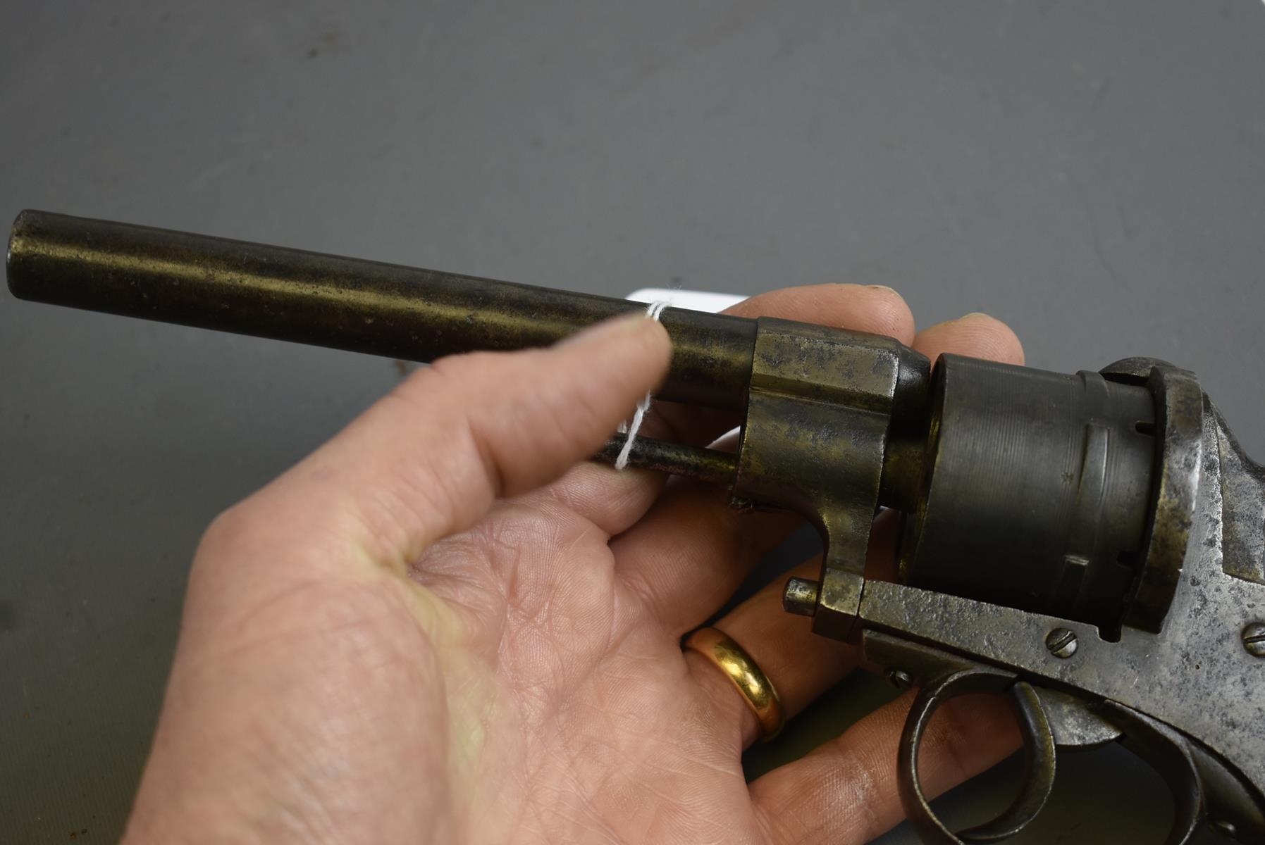 A BELGIAN 12MM SIX-SHOT PERLOT FRERES PINFIRE OFFICER'S REVOLVER, 6.25inch sighted barrel, plain - Image 7 of 8