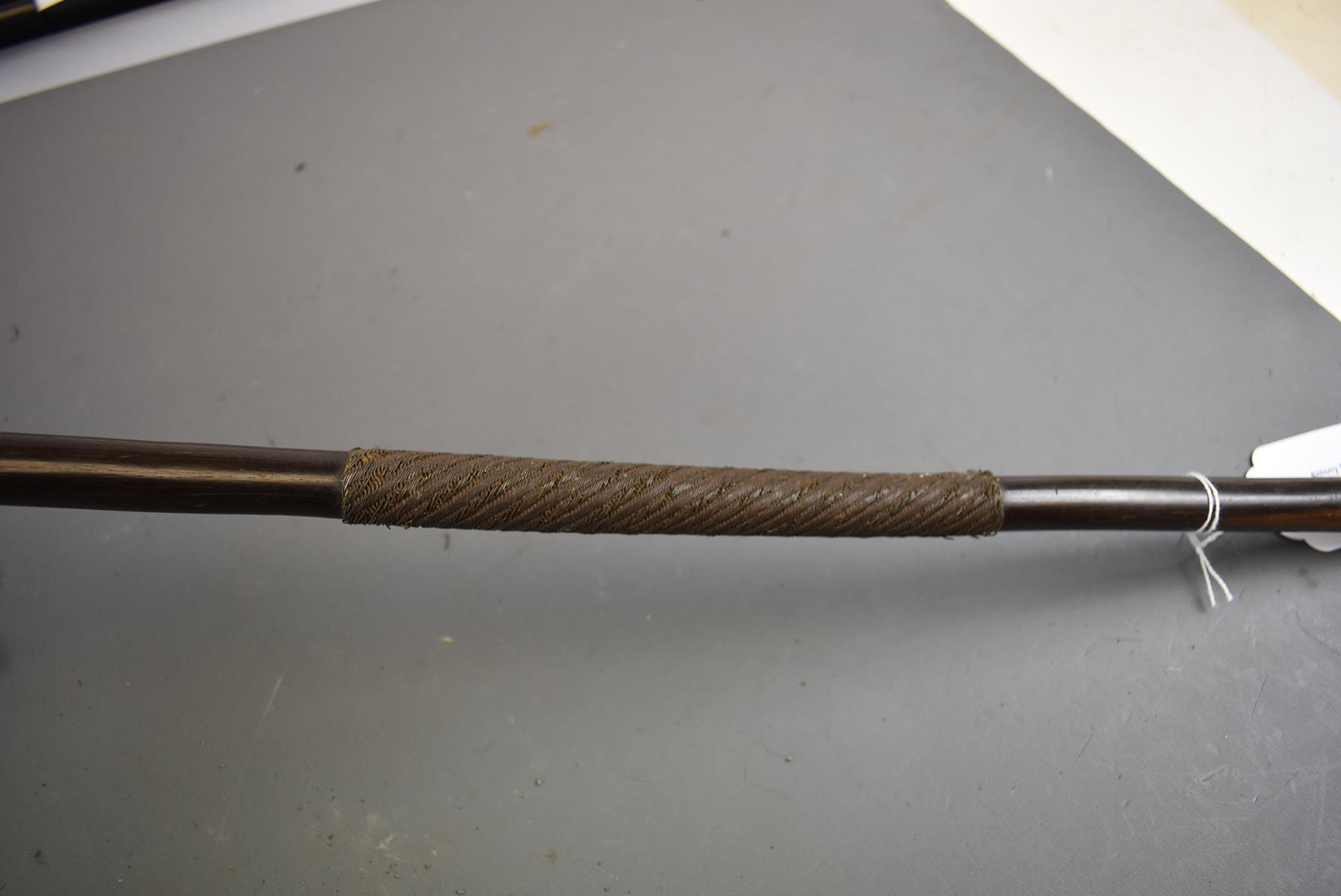 A 19TH CENTURY AFRICAN KNOBKERRIE OR TRIBAL CLUB, 6.5cm circular hardwood head with flattened sides, - Image 8 of 9