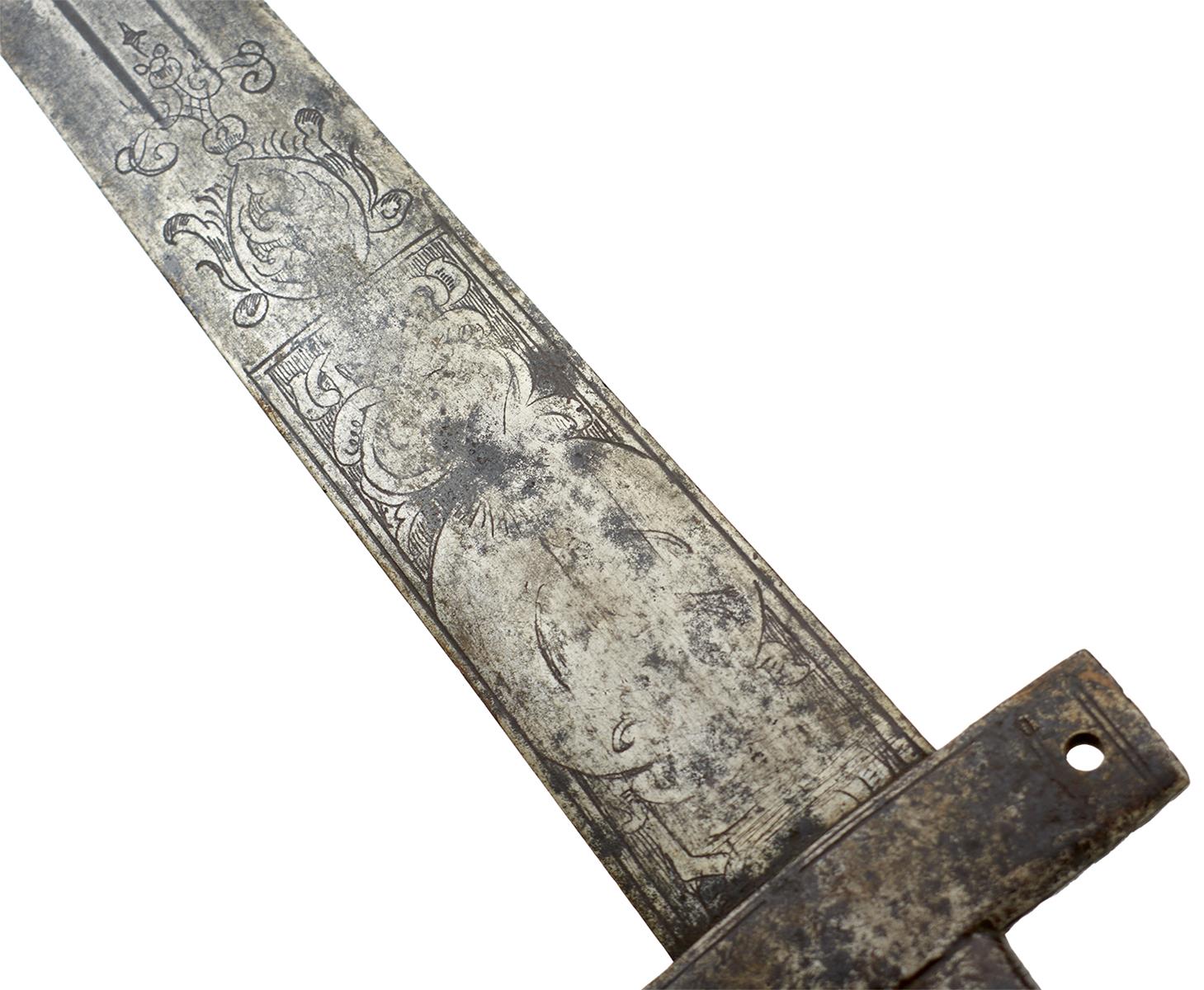 AN 18TH CENTURY SUDANESE SWORD OR KASKARA, 89.25cm double fullered broadsword European blade - Image 3 of 13