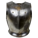 A 19TH CENTURY FRENCH CUIRASSIER'S BREASTPLATE, the plate with raised medial ridge, turned neck