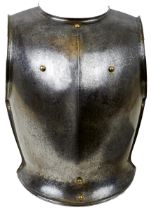 A 19TH CENTURY FRENCH CUIRASSIER'S BREASTPLATE, the plate with raised medial ridge, turned neck