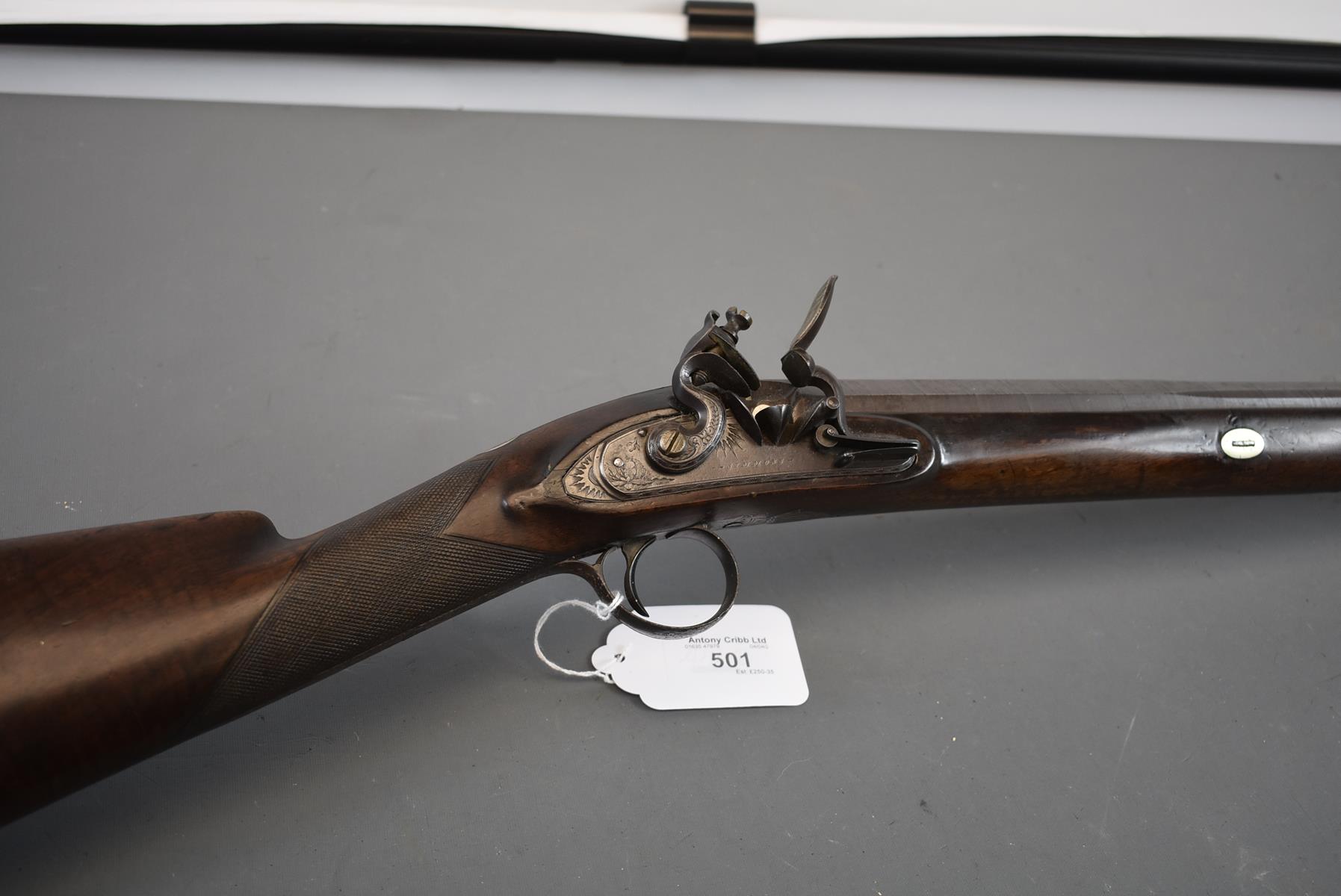 A 15-BORE FLINTLOCK SPORTING GUN BY SIMMONS, 31.25inch sighted octagonal damascus barrel, platinum - Image 2 of 9