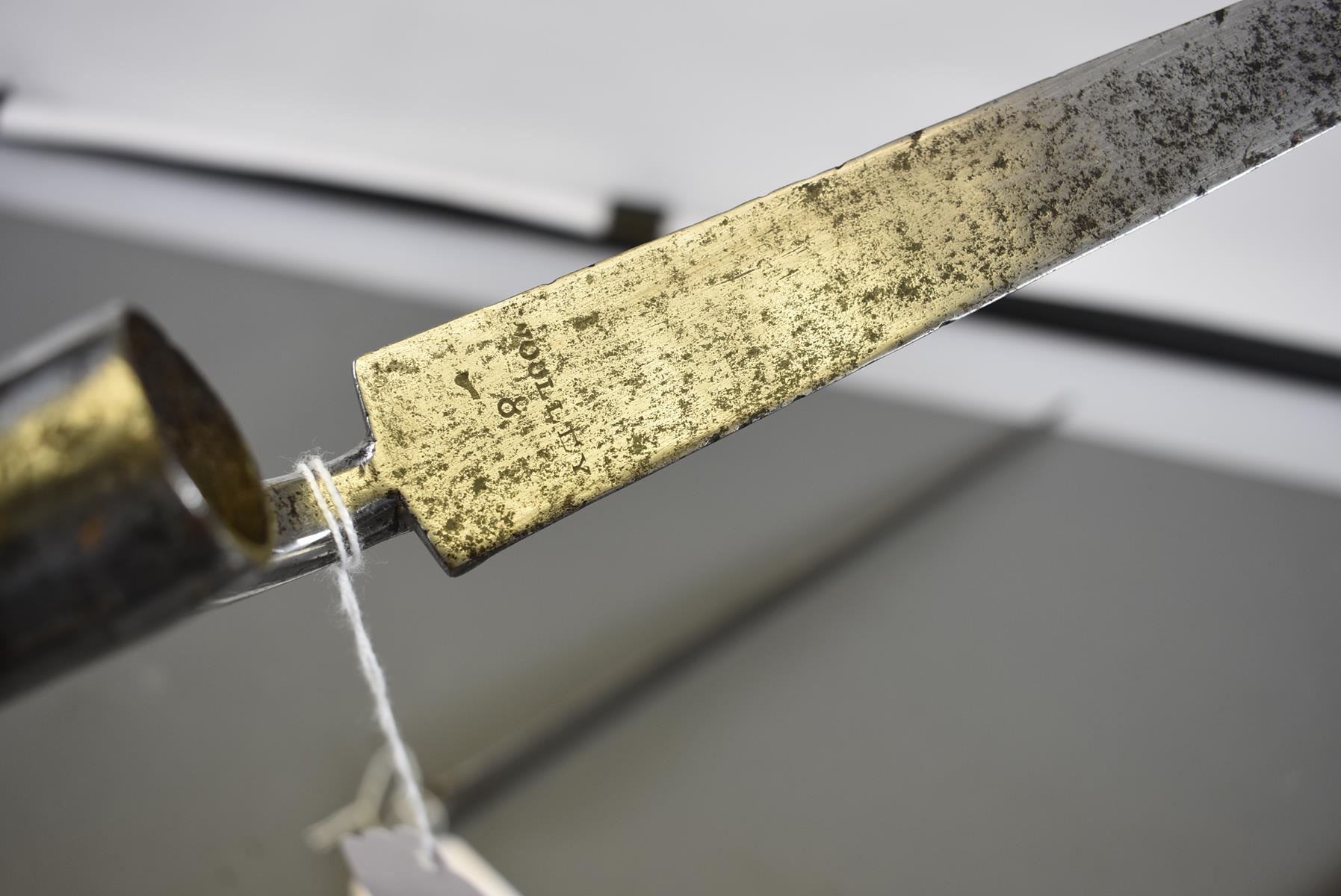 AN EAST INDIA COMPANY BROWN BESS SOCKET BAYONET, the blade stamped WOOLLEY, the socket incised - Image 6 of 7