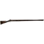 A 6-BORE PERCUSSION GOOSE OR FOWLING GUN, 54.75inch sigghted damascus barrel, border and scroll