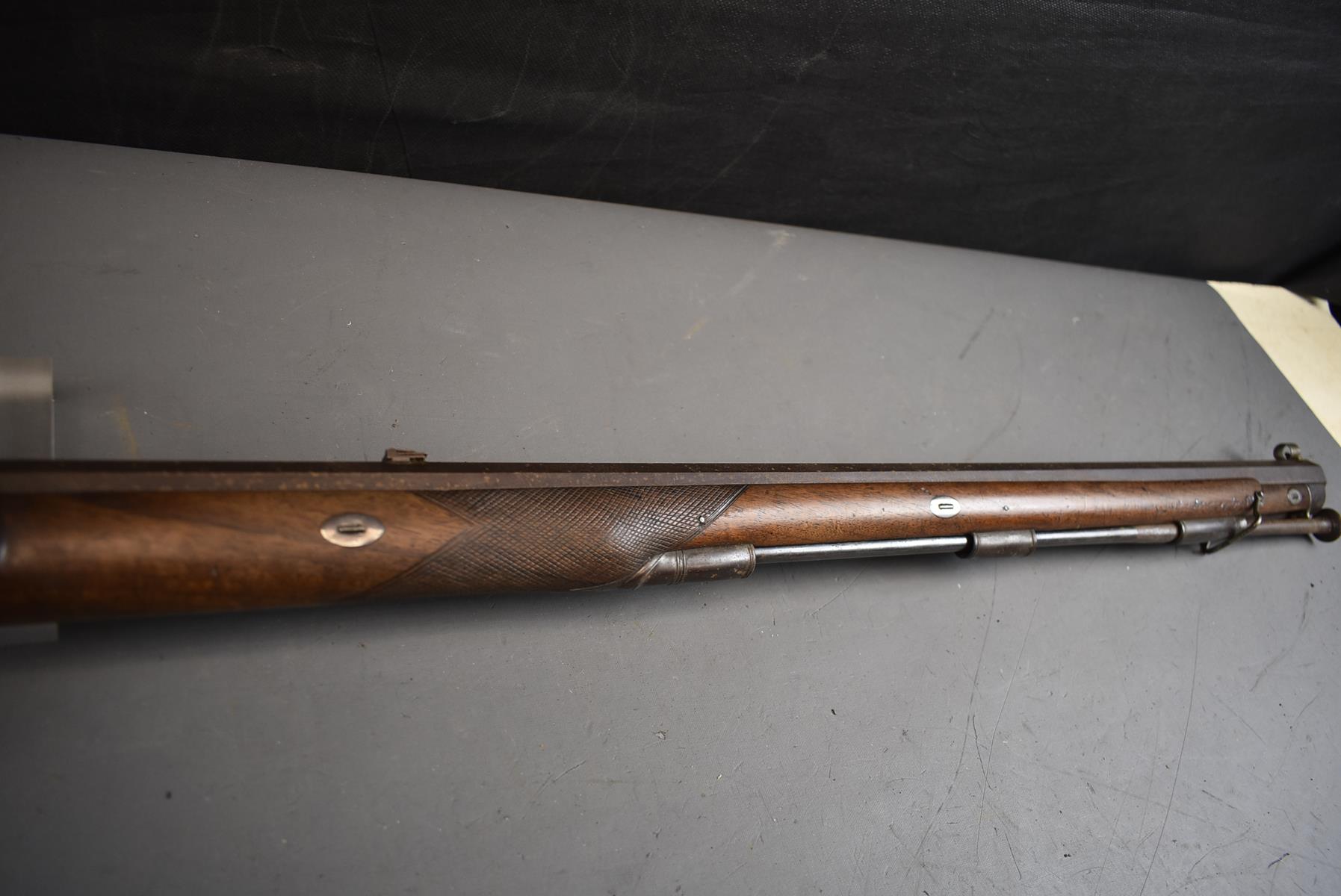 A SCARCE 15-BORE FLINTLOCK TARGET RIFLE BY BRANDER & POTTS, 30.25inch sighted damascus barrel fitted - Image 9 of 17