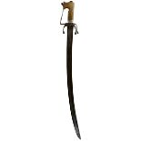AN EARLY 19TH CENTURY MOROCCAN NIMCHA OR SWORD, 68cm curved fullered blade, characteristic hilt with