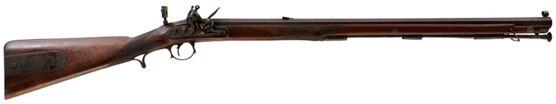 A SCARCE 15-BORE FLINTLOCK TARGET RIFLE BY BRANDER & POTTS, 30.25inch sighted damascus barrel fitted