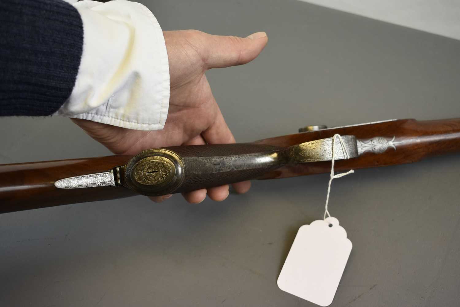 A .650 CALIBRE PERCUSSION OFFICER'S PISTOL CARBINE WITH SHOULDER STOCK, - Image 8 of 14