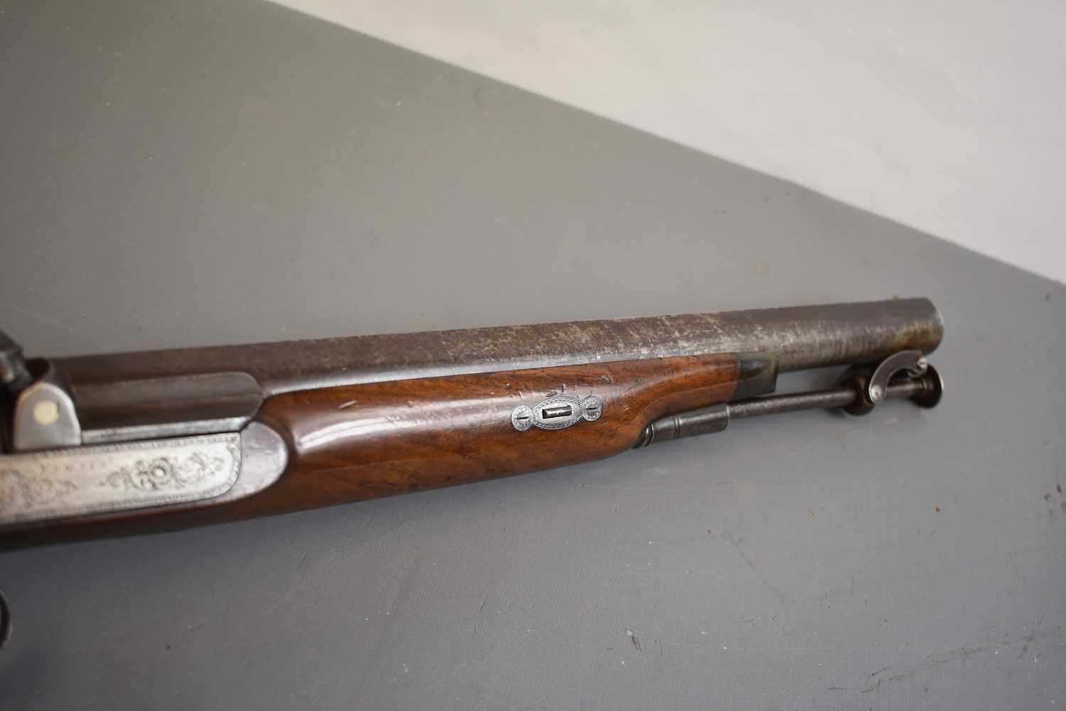 A .650 CALIBRE PERCUSSION OFFICER'S PISTOL CARBINE WITH SHOULDER STOCK, - Image 11 of 14