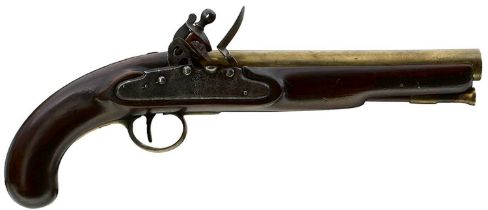 A .750 CALIBRE 1796 PATTERN FLINTLOCK HEAVY DRAGOON PISTOL WITH NOCK'S ENCLOSED OR SCREWLESS LOCK,