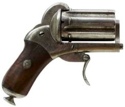 A 7MM CALIBRE SIX-SHOT RIFLED PINFIRE PEPPERBOX REVOLVER BY CHAMELOT DELVIGNE,