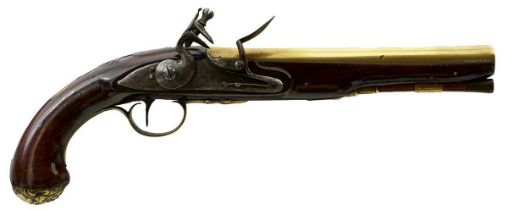 AN UNUSUAL BRASS BARRELLED COACHING PISTOL BY TWIGG,