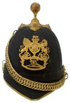 A VICTORIAN ROYAL ARTILLERY SCOTTISH DIVISON OFFICER'S BLUE CLOTH HELMET,