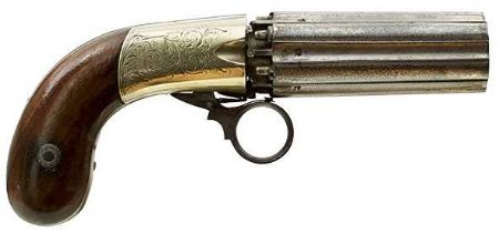 A SMALL BORE SIX-SHOT PERCUSSION PEPPERBOX REVOLVER BY COOPER,