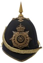 AN OFFICER'S BLUE CLOTH HELMET TO THE SOUTH WALES BORDERERS VOLUNTEER BATTALLION