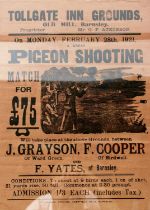 A VERY RARE LIVE PIGEON SHOOTING MATCH POSTER,