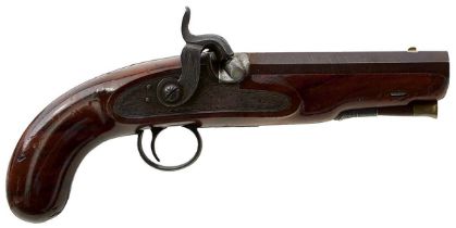 A 22-BORE PERCUSSION TRAVELLING PISTOL,