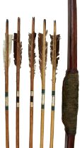 A VICTORIAN LONGBOW AND QUIVER,