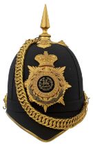 A VICTORIAN OFFICER'S BLUE CLOTH HELMET TO THE SOUTH WALES BORDERERS,