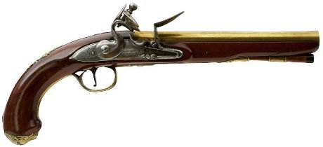 AN 18-BORE FLINTLOCK HOLSTER PISTOL BY BARBER,