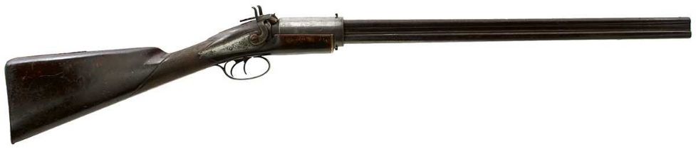 A RARE .376 CALIBRE AMERICAN FOUR BARRELLED TURNOVER RIFLE,