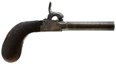 AN 80-BORE PERCUSSION DOUBLE BARRELLED POCKET PISTOL,