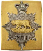 A 17TH REGIMENT OF FOOT (LEICESTERSHIRE) OFFICER'S SHOULDER BELT PLATE,