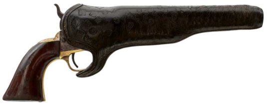 A .36 CALIBRE SIX-SHOT PERCUSSION COLT 1861 NAVY REVOLVER AND SLIM JIM HOLSTER,