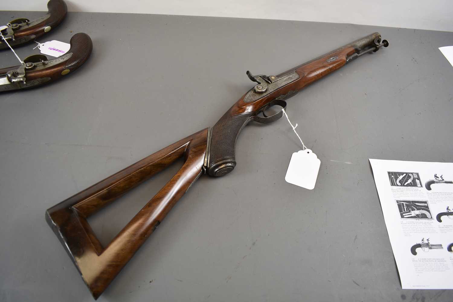 A .650 CALIBRE PERCUSSION OFFICER'S PISTOL CARBINE WITH SHOULDER STOCK, - Image 10 of 14