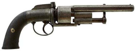 A 56-BORE SIX-SHOT RIFLED PERCUSSION TRANSITIONAL REVOLVER,