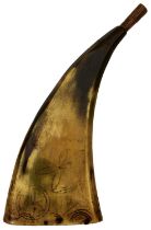 A LATE 17TH OR EARLY 18TH CENTURY SCOTTISH POWDER HORN,