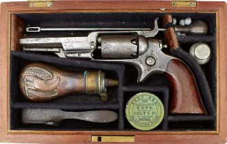 A LATER CASED FIVE SHOT PERCUSSION COLT ROOT POCKET REVOLVER,