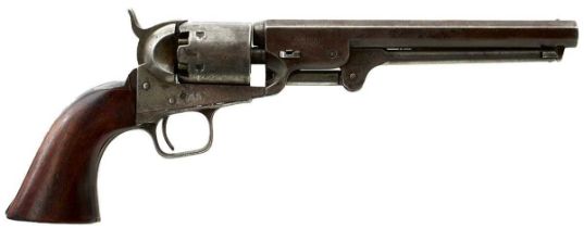 A CRIMEAN WAR PERIOD WD MARKED .36 CALIBRE SIX-SHOT PERCUSSION COLT NAVY REVOLVER,