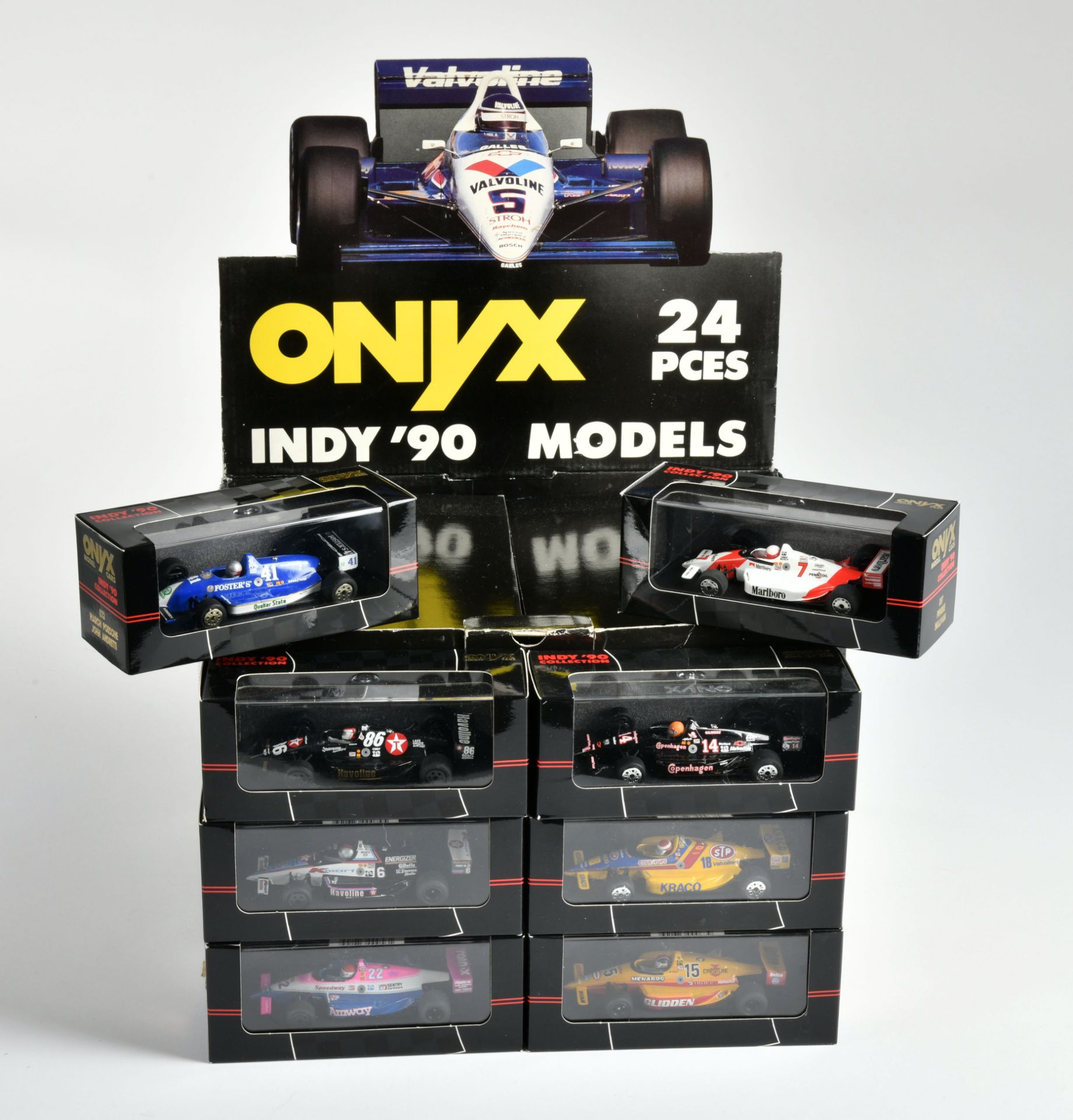 Onyx Indycar, Händlerkarton, 24 verschiedene Modelle