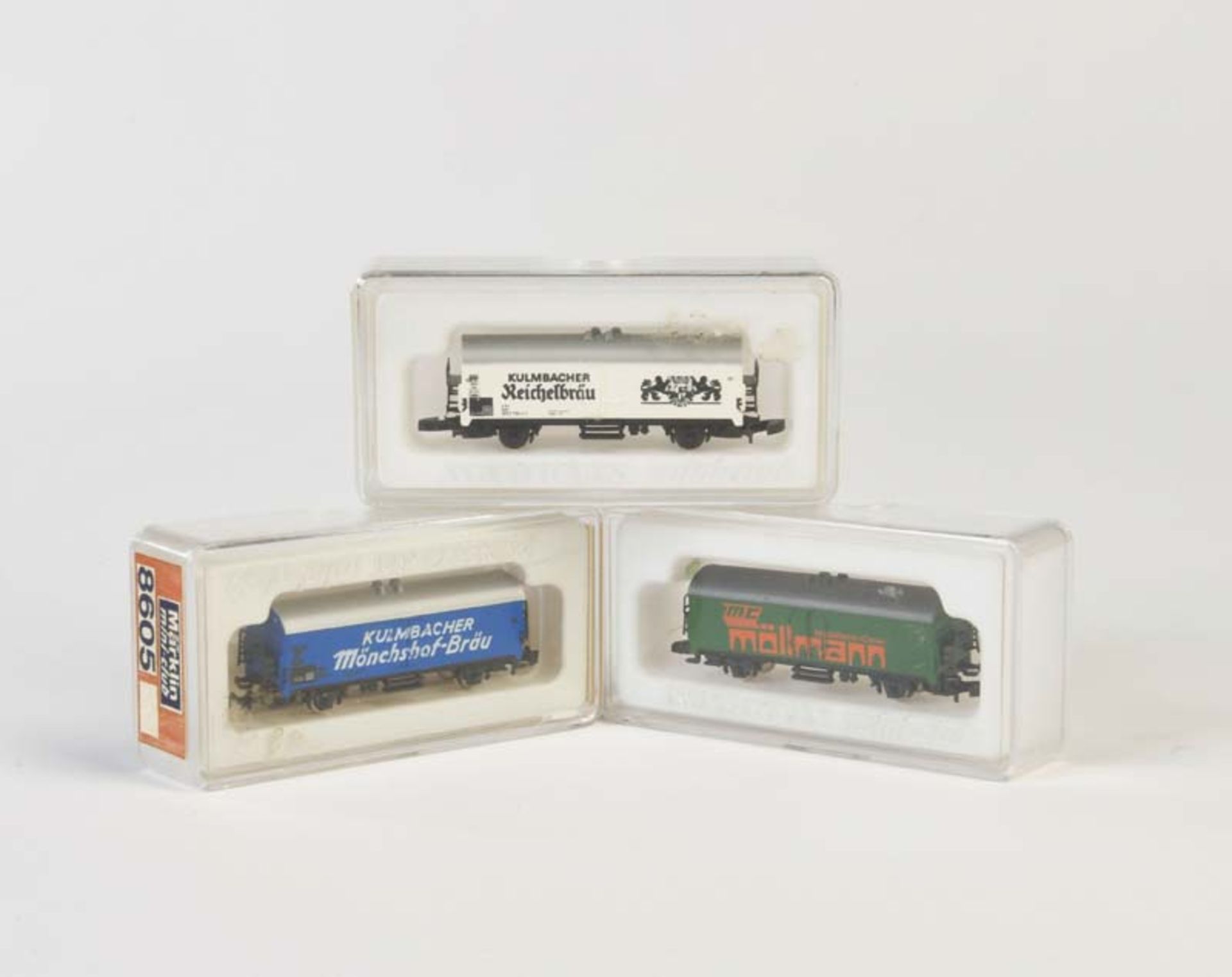 Märklin, 3x Mini Club advertising wagon, W.-Germany, plastic, box C 1-2, C 1