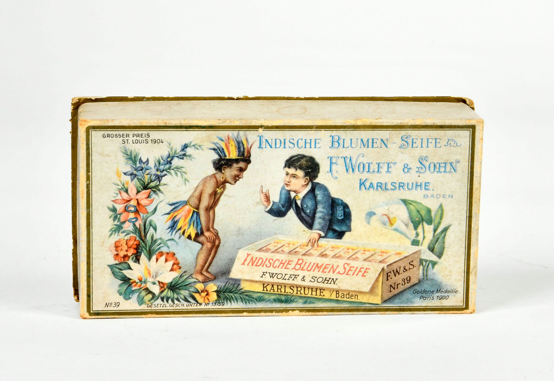 F. Wolff & Sohn, empty box "Indische Blumenseife", 17x9 cm