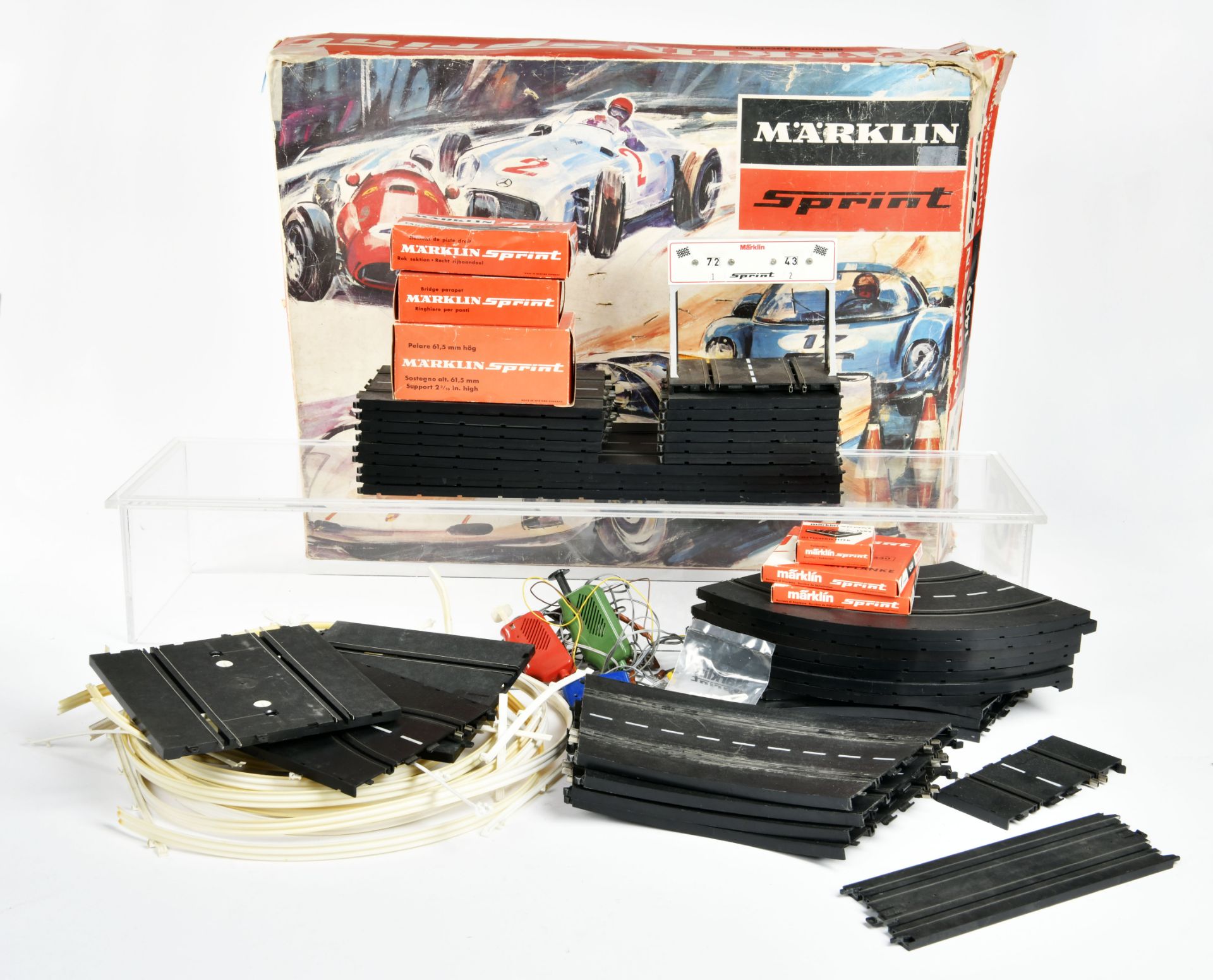 Märklin Sprint, track + accessories, extensive bundle, paint d., traces of age