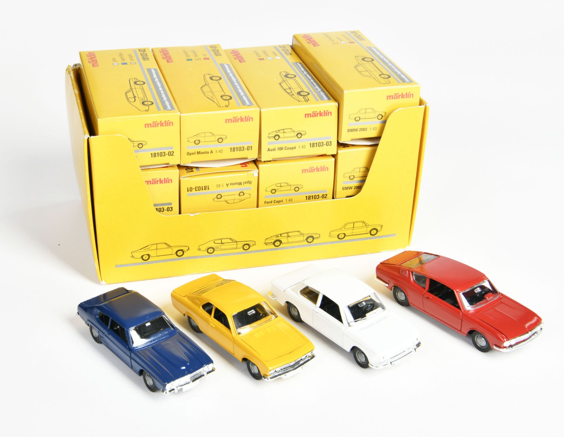 Märklin, traders's box with 12 different model cars, 1:43, box C 2, C 1