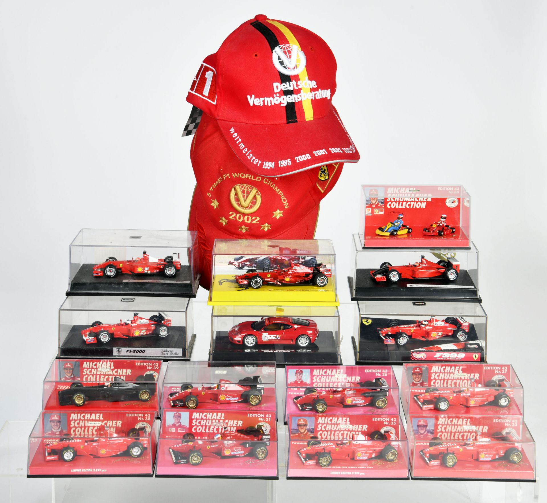 Minichamps, F1, 15x Ferrari + 2x Mütze