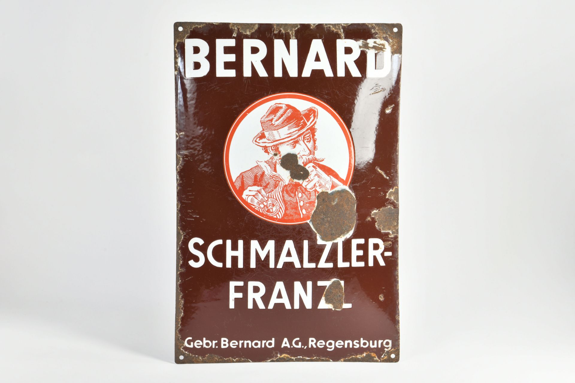 Bernard Schmalzler Franzl Regensburg, enamel sign, 60x40 cm, paint d., C 3
