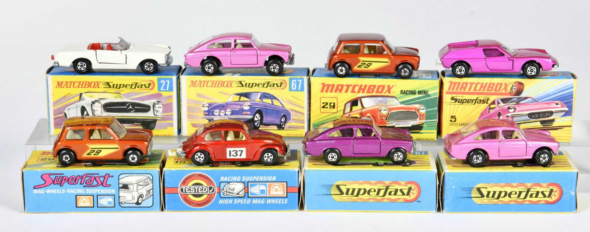 Matchbox, 8 Superfast models, diecast, box, mostly C 1