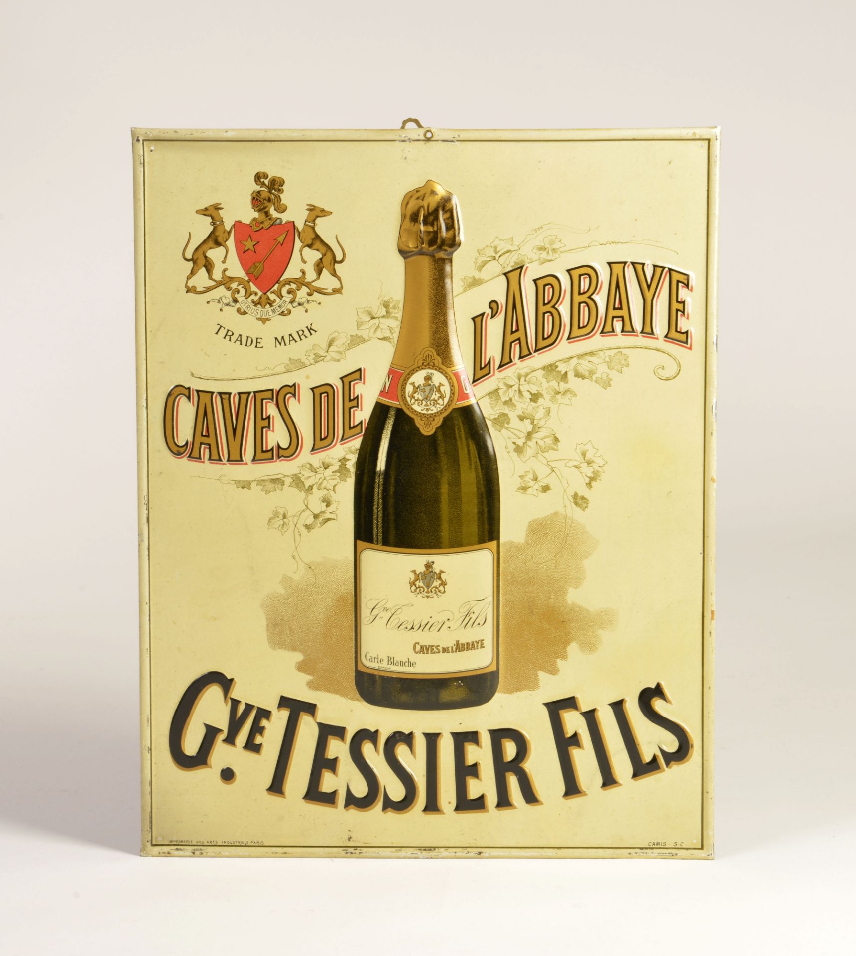 Caves de l'Abbaye, Gve. Tessier Fils, tin sign, 20s, 33 x 42 cm, C 1-