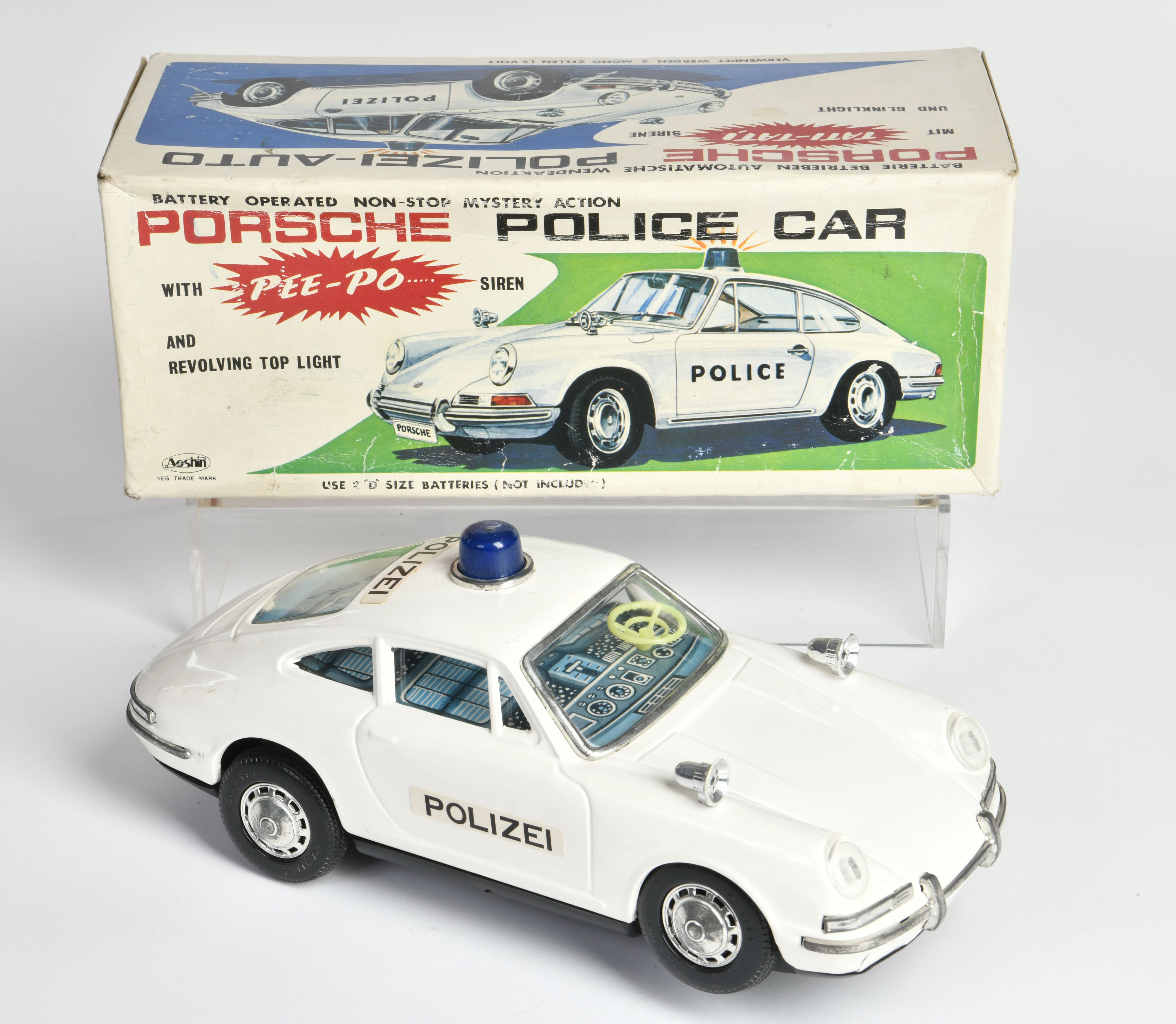 Aoshin, Porsche 911 Police, Japan, 29cm, tin, function ok, box, C 1-2