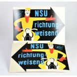 2 NSU Glanzpappe-Schilder, 50er Jahre