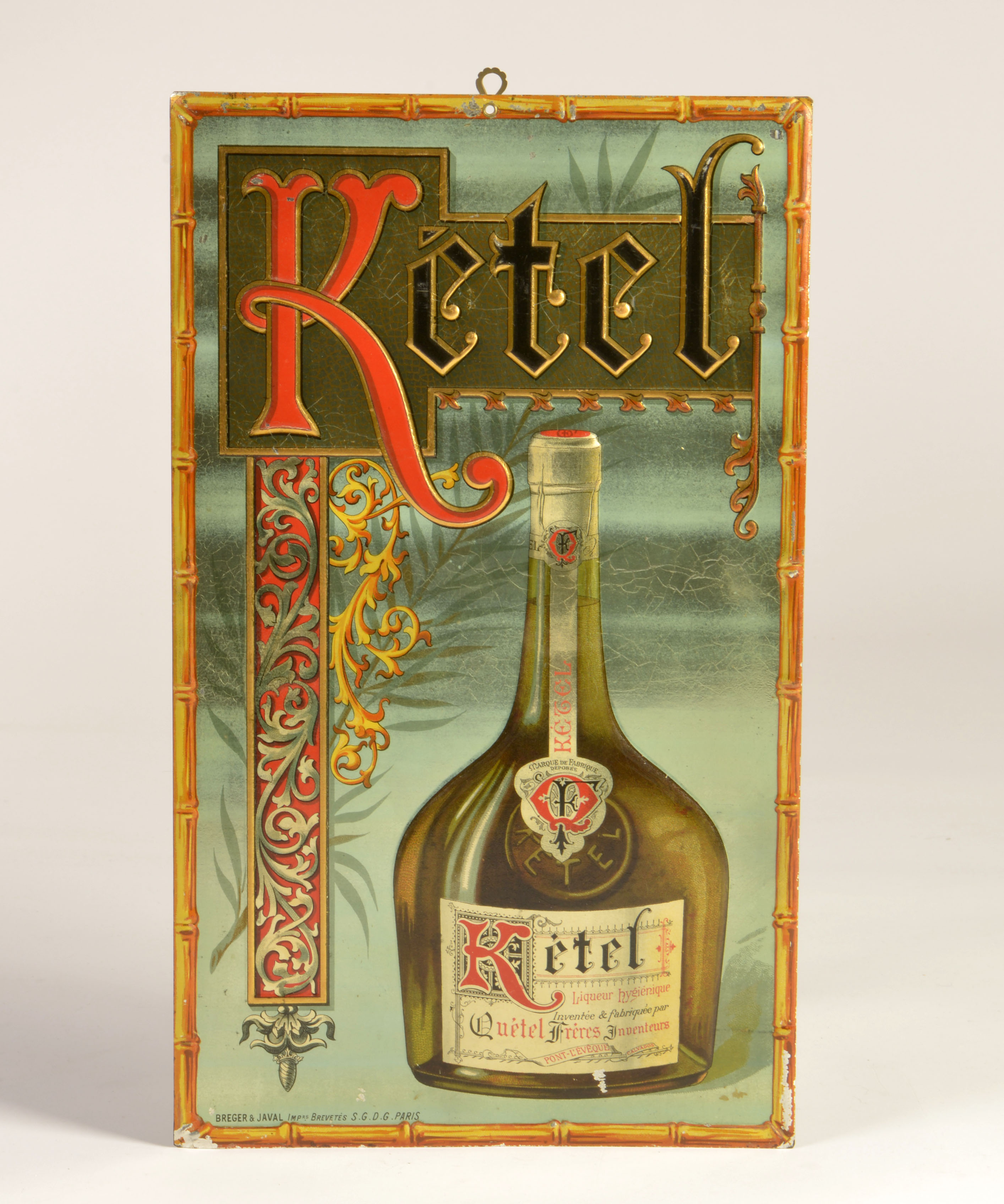 Ketel Liqueur, tin sign, around 1910, 23 x 39 cm, paint d., C 2+