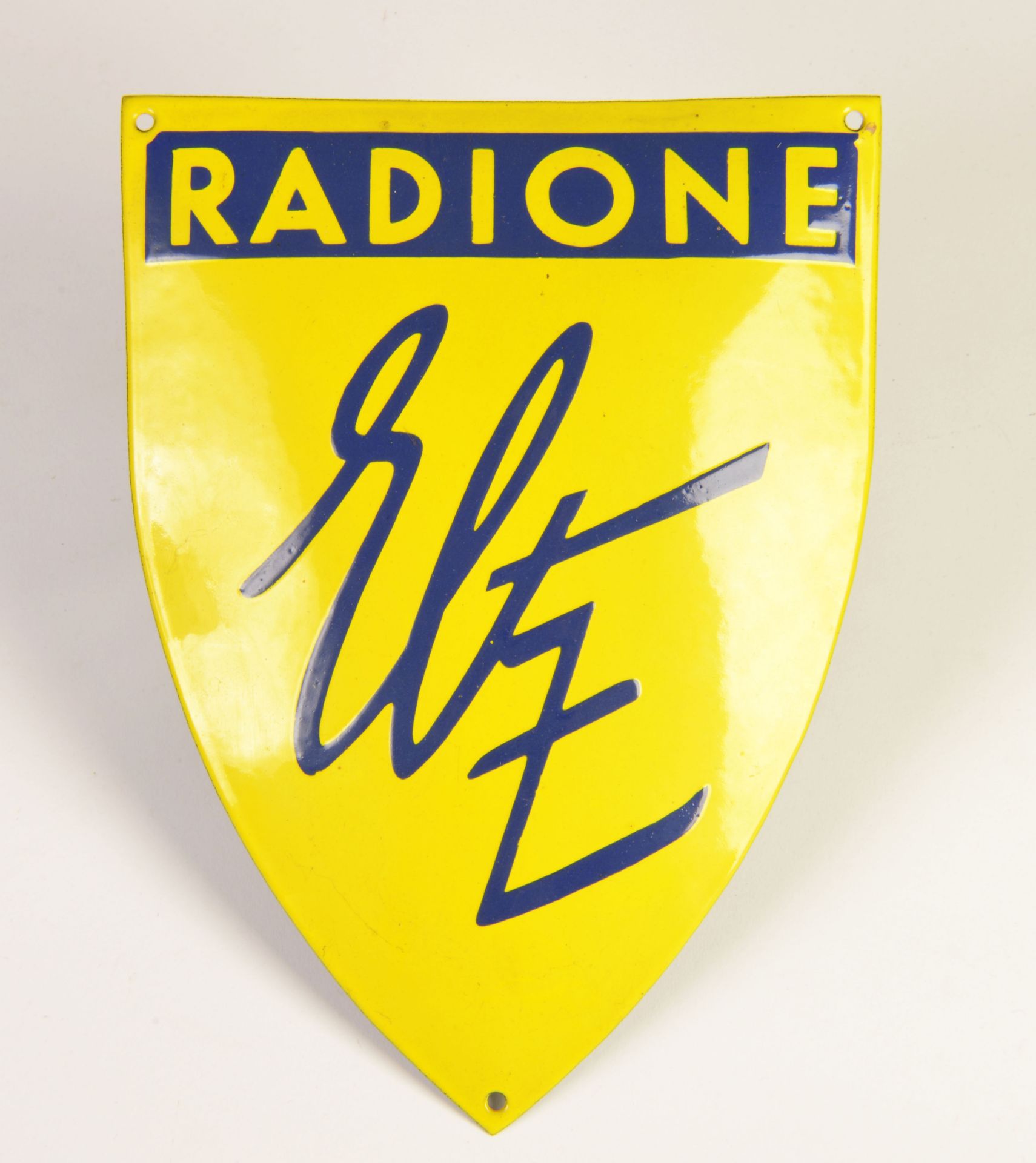 Radione, enamel sign, min. convex, 20 x 27 cm, Austria, 50s, C 0-1