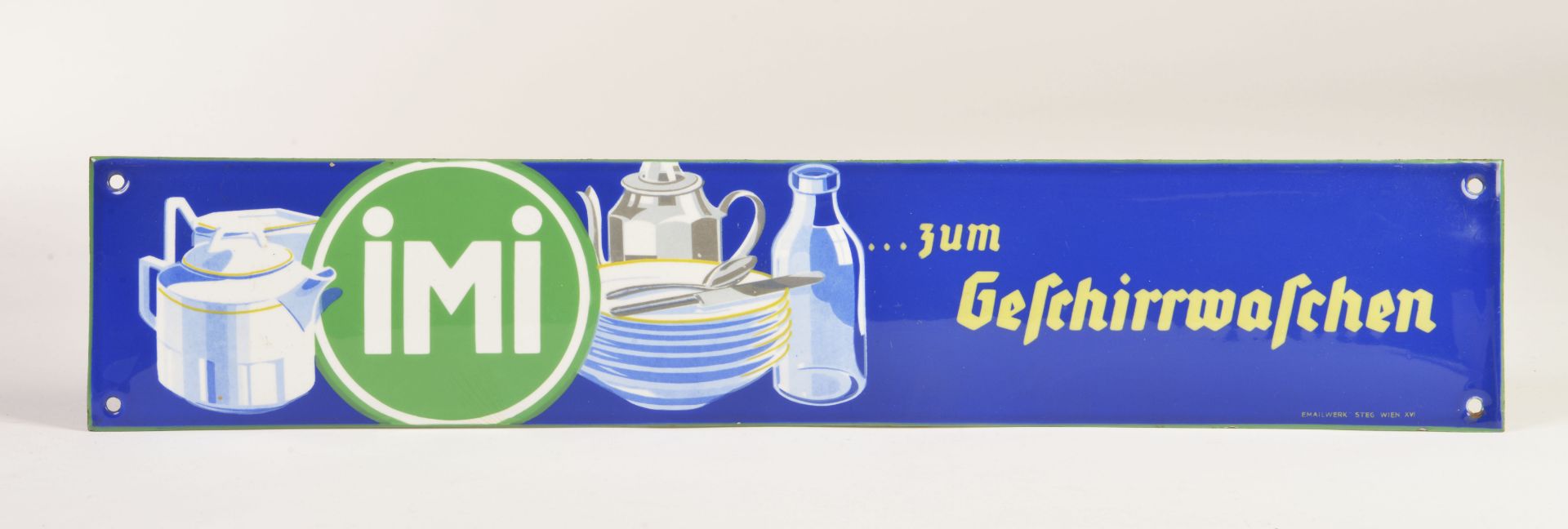 Imi zum Geschirrwaschen, enamel sign, Austria, 30s, 11 x 57 cm, C 0-1