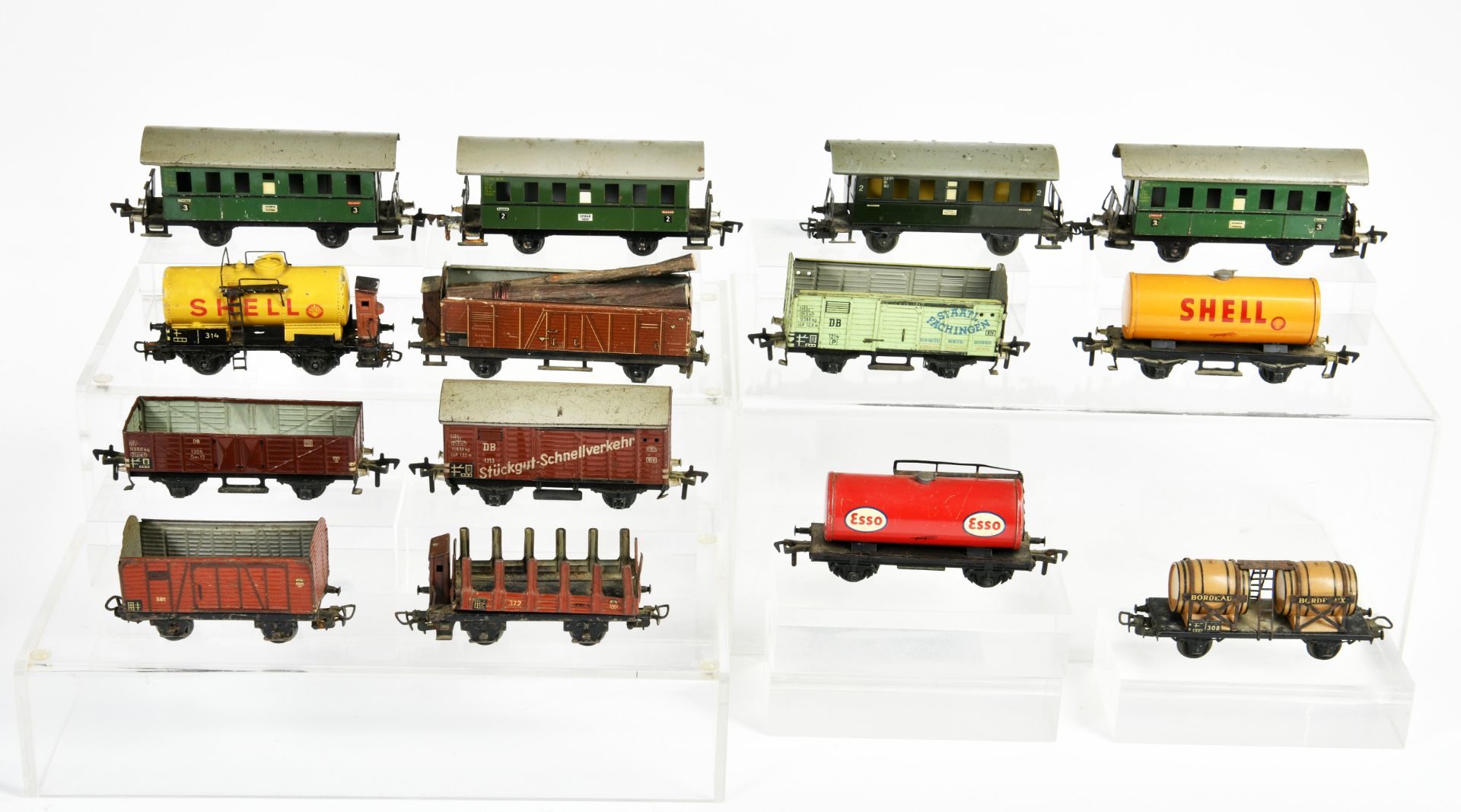 Fleischmann, Märklin, 14 wagons, H0, Germany, part. paint d.